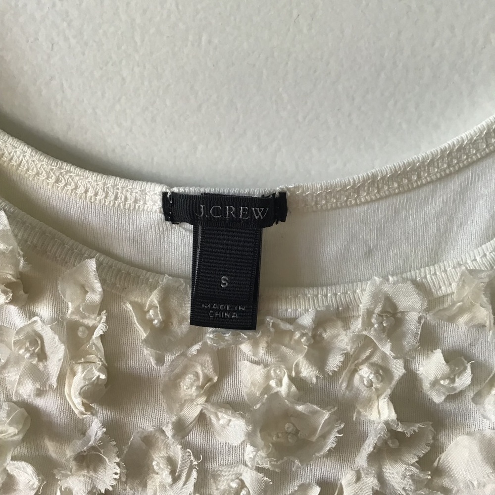 J CREW white tank‎ with floral design 100 cotton S - Picture 3 of 4